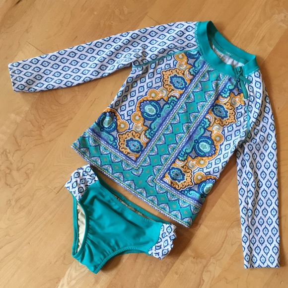 CABANA LIFE | Jewel Scarf 2-Piece Girls Rashguard Swimsuit - Picture 3 of 16